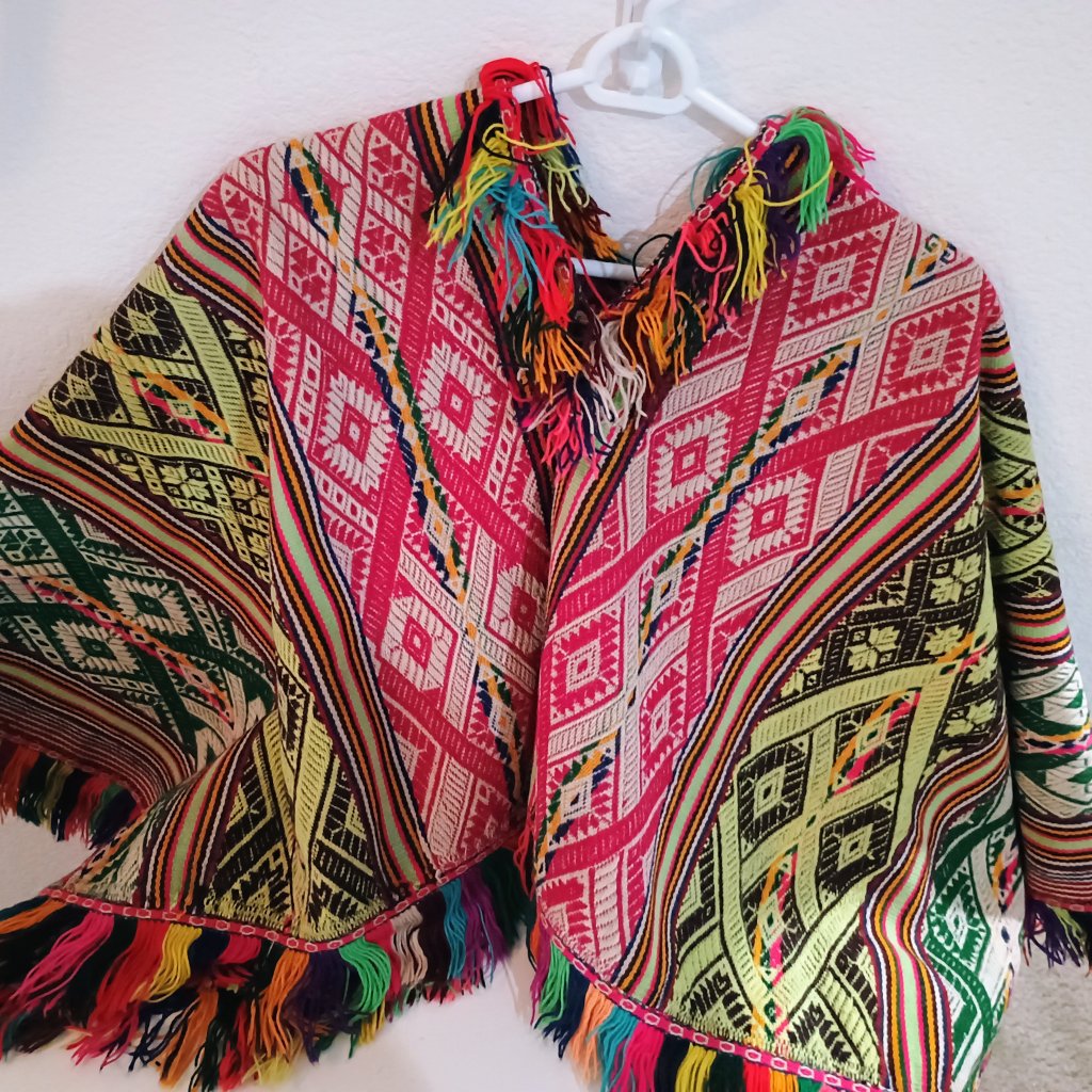 Unisex Poncho Knitted Sheep Wool Winter Warm Cusco